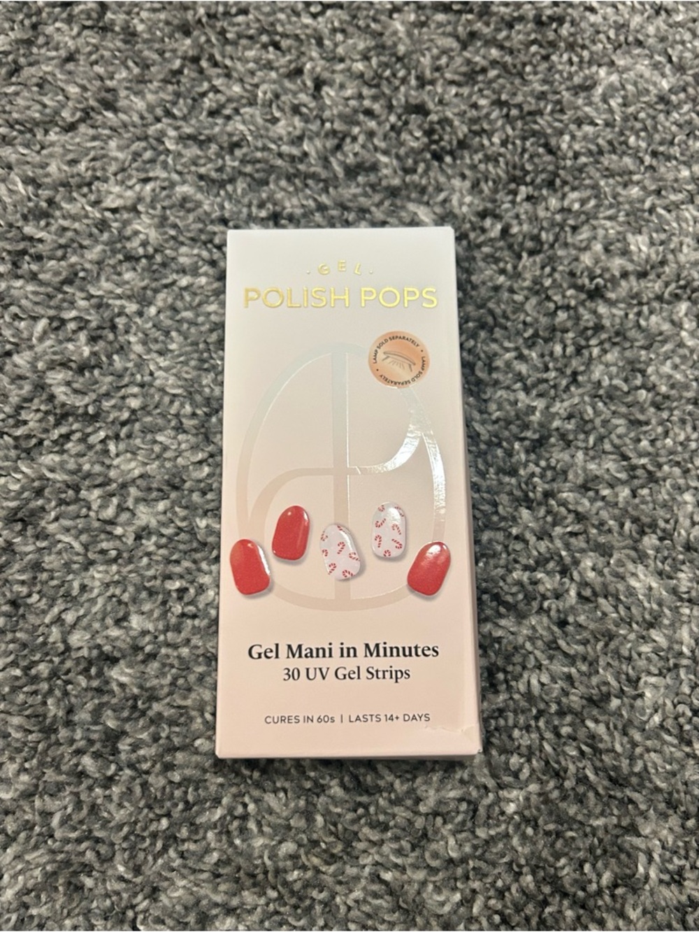 POLISH POPS Gel Mani UV Gel Strips - Red & White Candy Cane Design